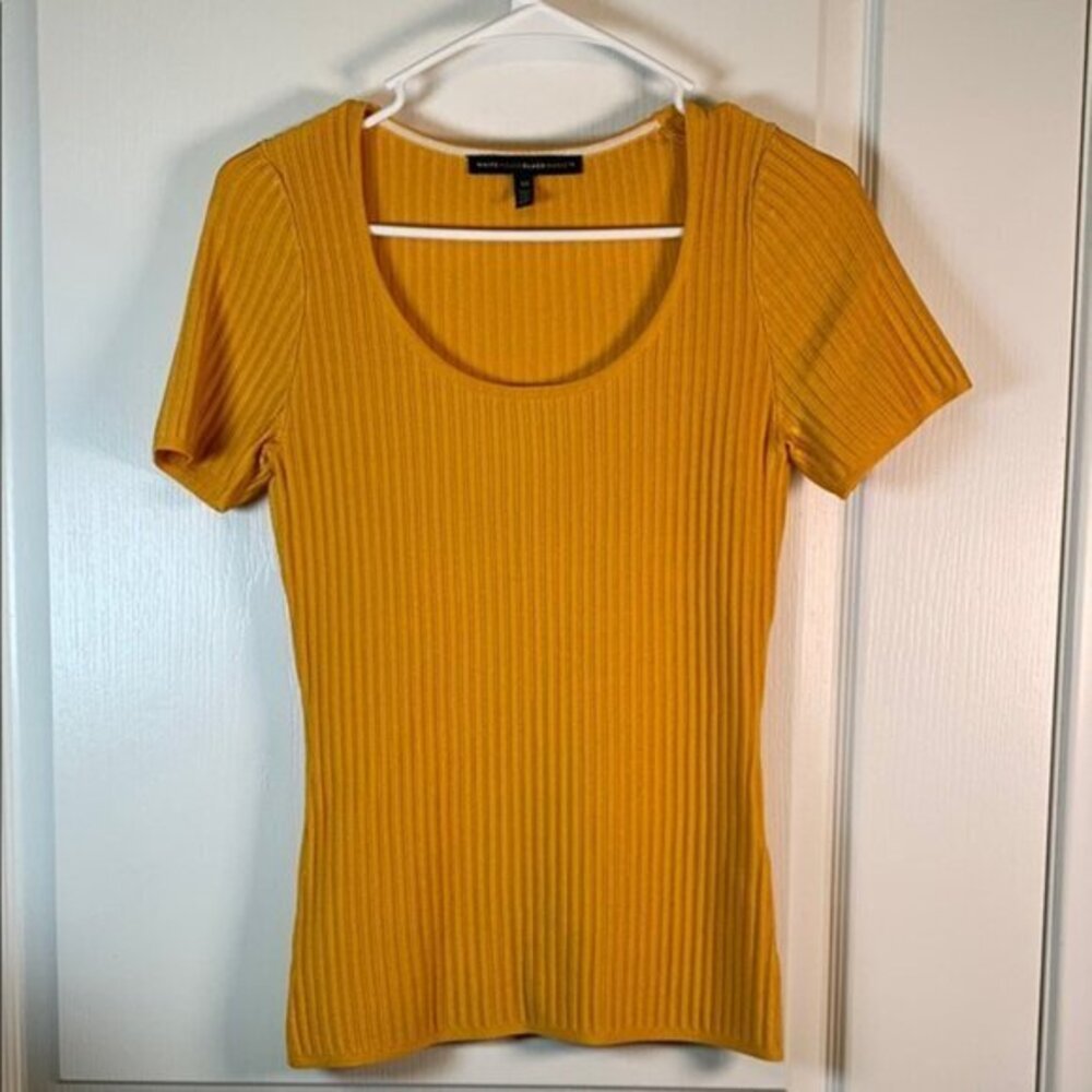 WHBM White House Black Market Orange Spring Summer Ribbed Blouse Size XS #2844
